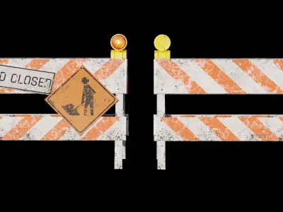Lowpoly Roadworks Barricades Low-poly 3D model