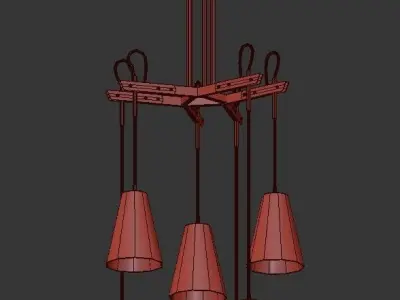 VAIL 6 five light chandelier with clear glass shades 3D model