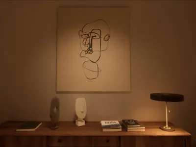 UE4 NIGHT Realism Vintage Style Living Room NIGHT Scene in UE4 3D model