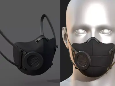 Gas mask protection futuristic fantasy isolated  Low-poly 3D model