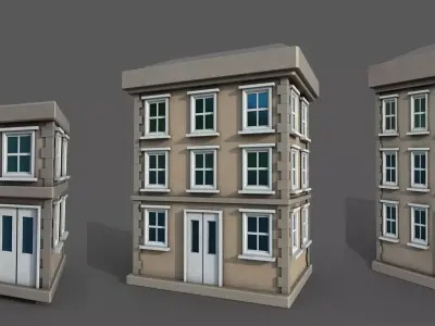 Vintage Building Set Low-poly 3D model