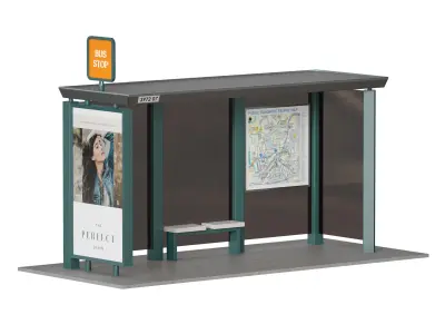 Public transport bus stop 3D model