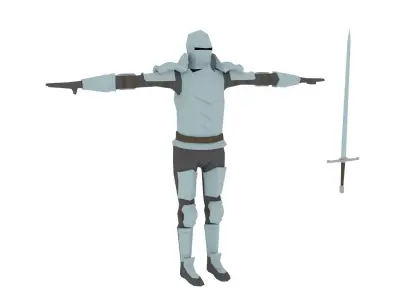 Low Poly Knight holding sword Low-poly 3D model