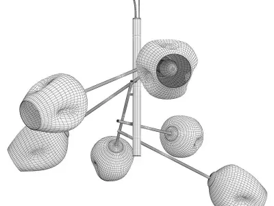 Branching Bubble Chandelier Vertical Gray Low-poly 3D model