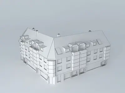 80ies Residential Building Low-poly 3D model