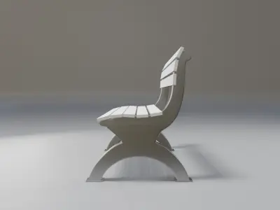 white wood bench - snow theme - modern Low-poly 3D model