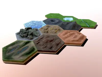 Hexlands Tileset 1 Low-poly 3D model