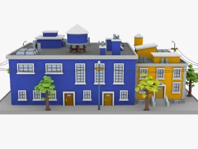 LowPoly City Block02  Low-poly 3D model
