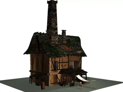 Horrible House in village  Low-poly 3D model