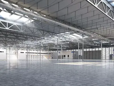 Warehouse 3 empty industrial 3D model