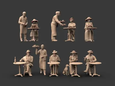 Waiters and Clients 3D print model