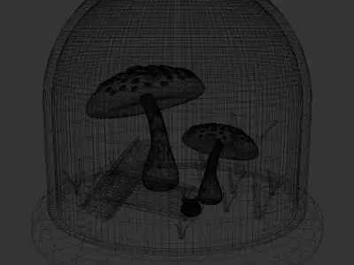 Stylized Fantasy Mushroom Terrarium Diorama Low-poly 3D model