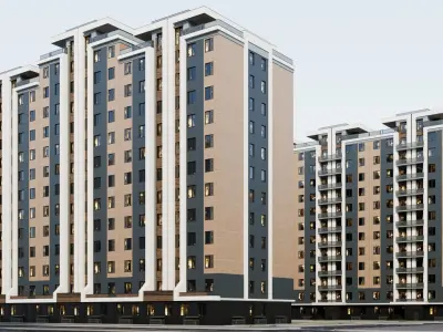 Exterior Apartment Building 12 Floors 3D model