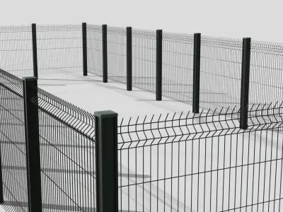 Fences fence and gate Low-poly 3D model