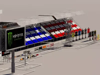 Motorsports Grandstand Low-poly 3D model