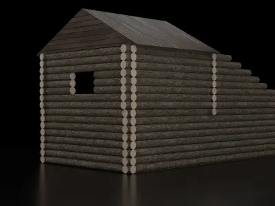 Log Cabin Low-poly 3D model