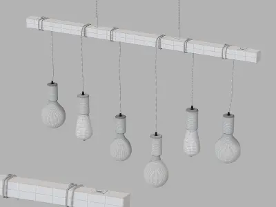 Barbengo Pendelleuchte Schwarz  6-flammig 3D model
