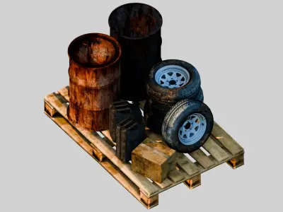 Urban Trash Abandoned Warehouse Atmosphere of Decline Low-poly 3D model