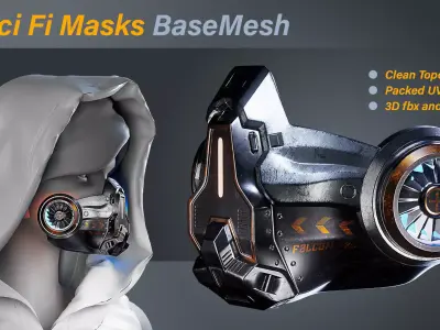 20 Sci Fi Masks Base Mesh Fbx  Obj 3D model