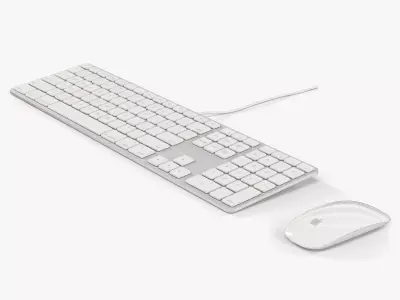 Apple Keyboard MB110 and Magic Mouse Low-poly 3D model