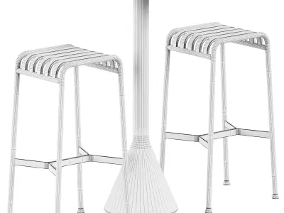 Palissade Cone Table D60 and Palissade Bar Stool by Hay 3D model