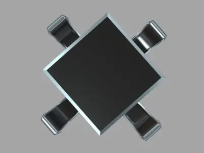 Low Poly Scifi Table Chairs 01 Low-poly 3D model