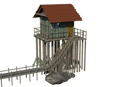 Low Poly Lake House Low-poly 3D model