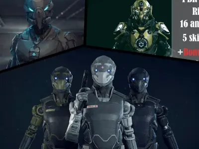 Sci-fi robots collection 3D Model Pack