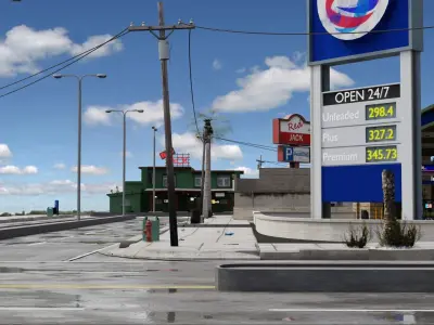 City Street Low-poly 3D model