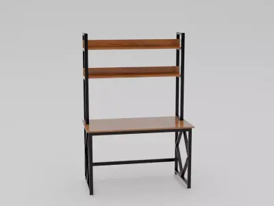 Wooden Study Table Low-poly 3D model