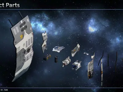 Spaceship Shipwrecks Low-poly 3D model