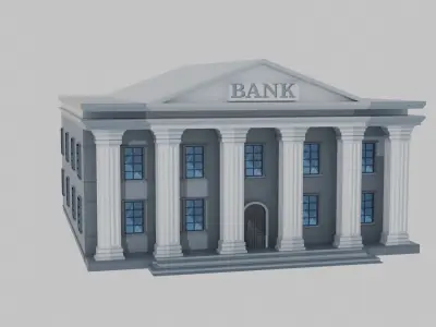 Bank Building Low-poly 3D model