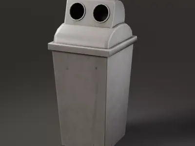 Trash can with two holes Low-poly 3D model