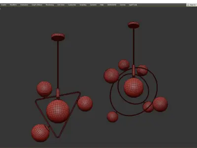 COSMOGONY A pendant light with marble balls hanging from it Low-poly 3D model