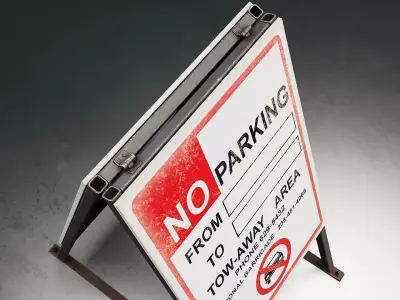 No Parking A-Frame Sign 3D Model Low-poly 3D model