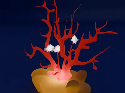 Indirect lighting of branch corals and clownfish Low-poly 3D model