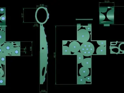 Cross gold with diamonds 3D print model