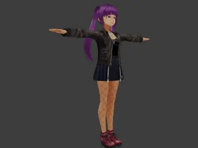 cute anime Girl character m2 Low-poly 3D model