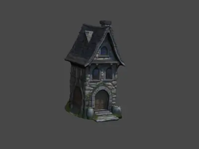 Medival Stylized Tall House Free low-poly 3D model