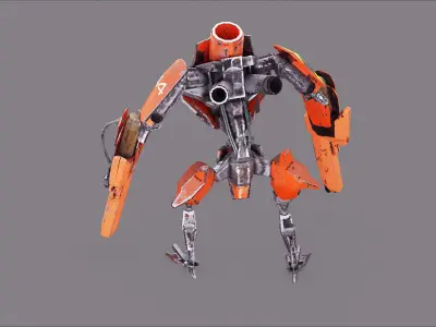 Robot War Future Machine Low-poly 3D model