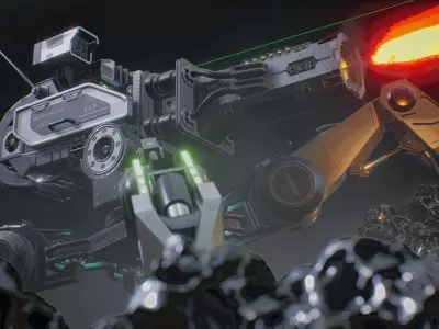 Sci-Fi Robot Turret Low-poly 3D model