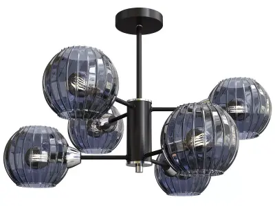 Sirius five light chandelier with glass globes Low-poly 3D model