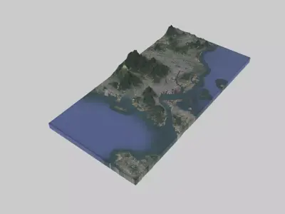 Kitakyushu City Low-poly 3D model