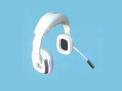 Headset 08 - RGB White - Character Fashion Design Low-poly 3D model