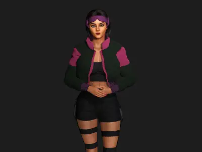 AAA 3D CHARACTER BARBIE GIRL CYBER PUNK-REALISTIC RIG GAME READY Low-poly 3D model