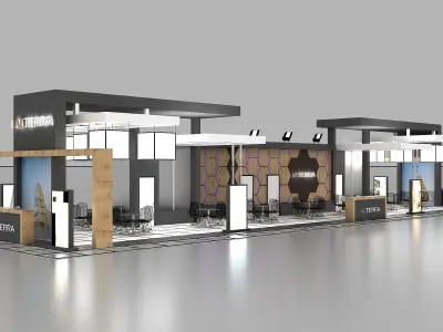 Booth Exhibition Stand Stall 29X8m Height 400 cm 4 Side Open  3D model