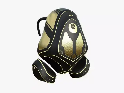 SciFi Backpack H03 Black Gold - Fashion Character Design Low-poly 3D model