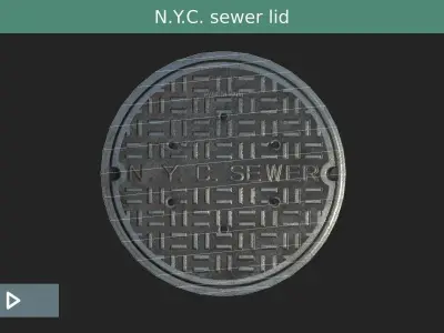 New York City sewer lid Low-poly 3D model