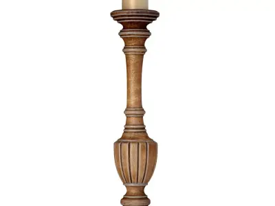 Wooden decorative Aged patinated Candle Holders candlesticks 3D model