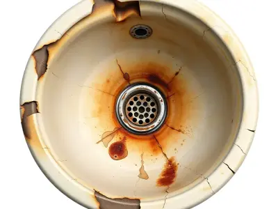 Grungy Rusted Porcelain Sink Basin Low-poly 3D model